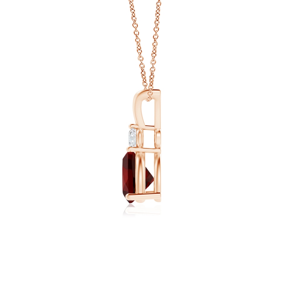 6mm AAAA Trillion Garnet Solitaire Pendant with Diamond in Rose Gold side 199
