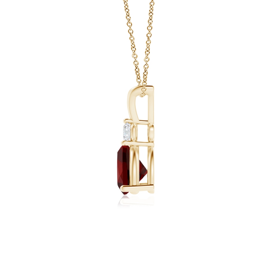 6mm AAAA Trillion Garnet Solitaire Pendant with Diamond in Yellow Gold side 199