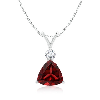 8mm AAAA Trillion Garnet Solitaire Pendant with Diamond in P950 Platinum