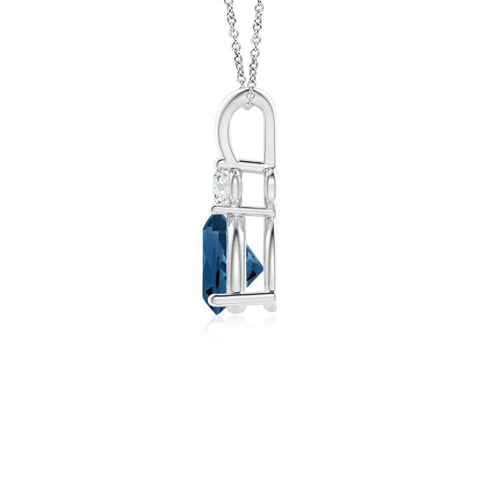 5mm AAA Trillion London Blue Topaz Solitaire Pendant with Diamond in White Gold Product Image