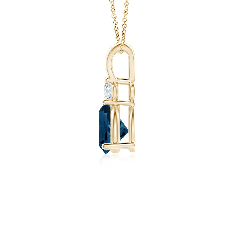 5mm AAAA Trillion London Blue Topaz Solitaire Pendant with Diamond in Yellow Gold product image