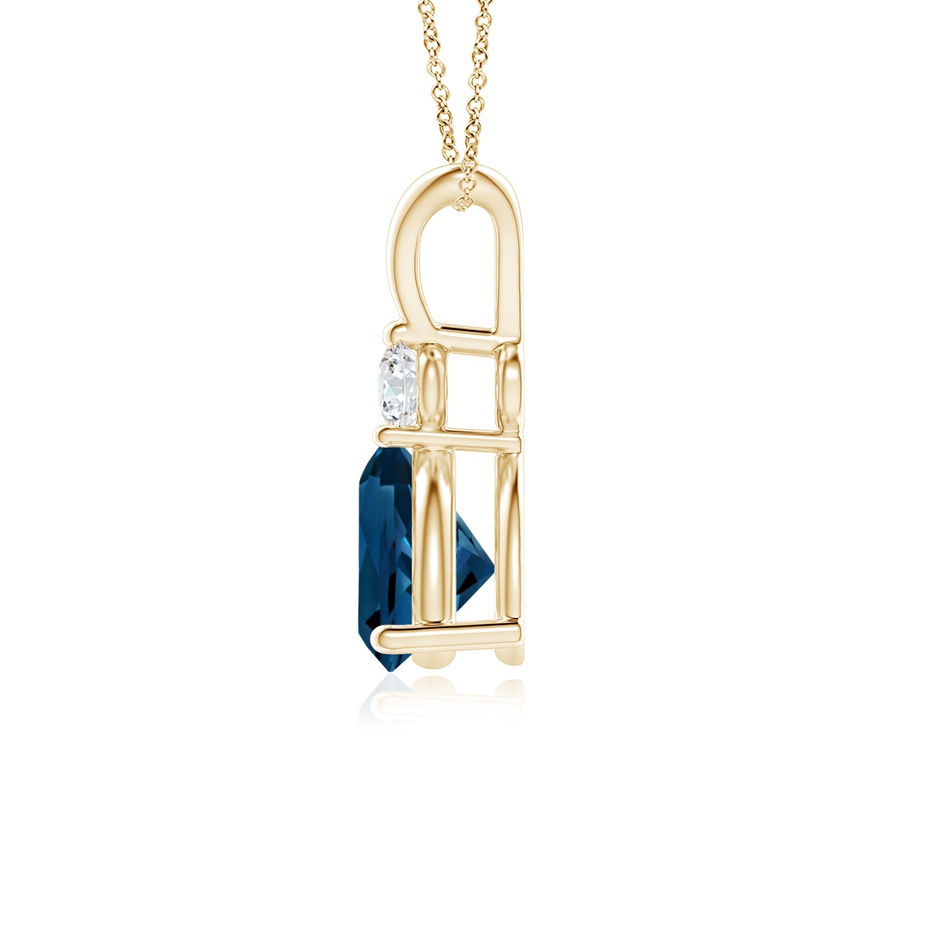 6mm AAAA Trillion London Blue Topaz Solitaire Pendant with Diamond in Yellow Gold product image