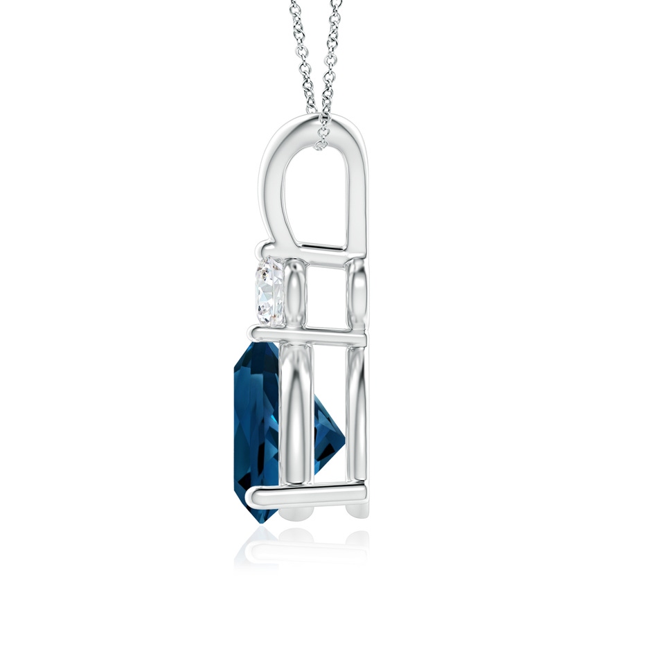 7mm AAAA Trillion London Blue Topaz Solitaire Pendant with Diamond in White Gold product image