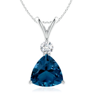 8mm AAAA Trillion London Blue Topaz Solitaire Pendant with Diamond in P950 Platinum