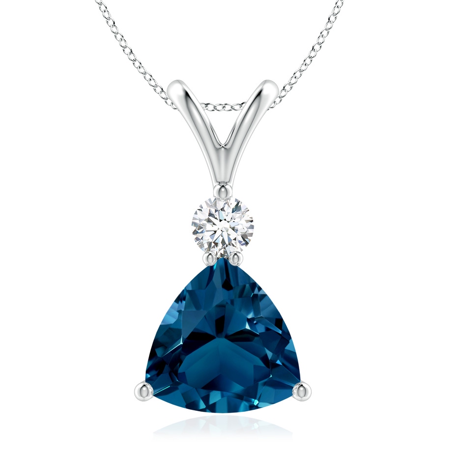 8mm AAAA Trillion London Blue Topaz Solitaire Pendant with Diamond in P950 Platinum 
