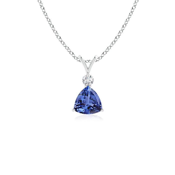 5mm AA Trillion Tanzanite Solitaire Pendant with Diamond in White Gold 