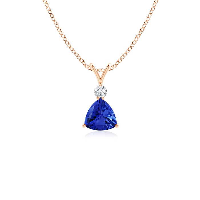 5mm AAA Trillion Tanzanite Solitaire Pendant with Diamond in Rose Gold 