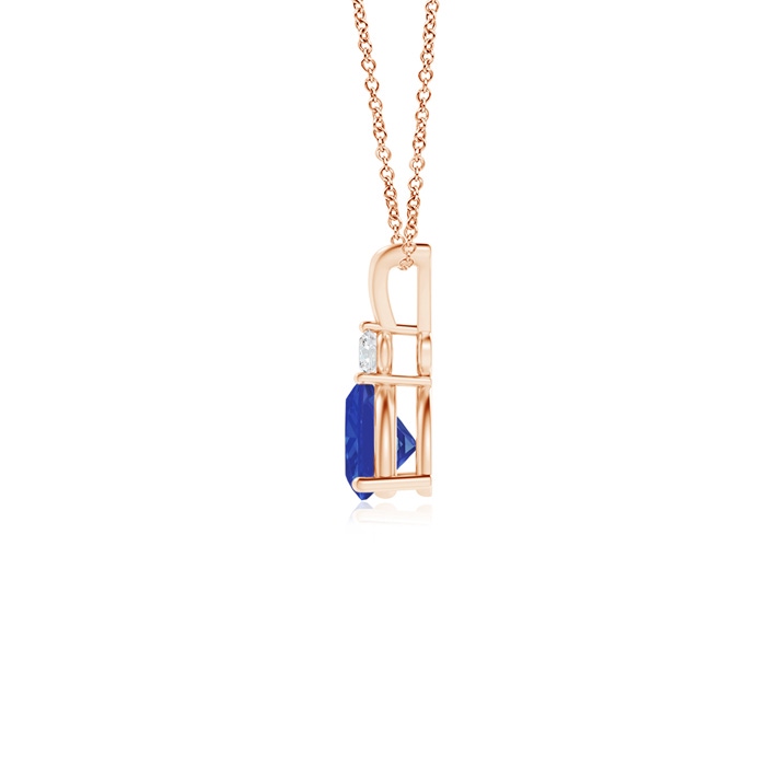 5mm AAA Trillion Tanzanite Solitaire Pendant with Diamond in Rose Gold product image