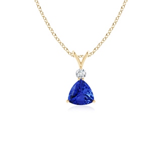 5mm AAA Trillion Tanzanite Solitaire Pendant with Diamond in Yellow Gold