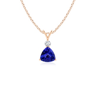 5mm AAAA Trillion Tanzanite Solitaire Pendant with Diamond in 9K Rose Gold