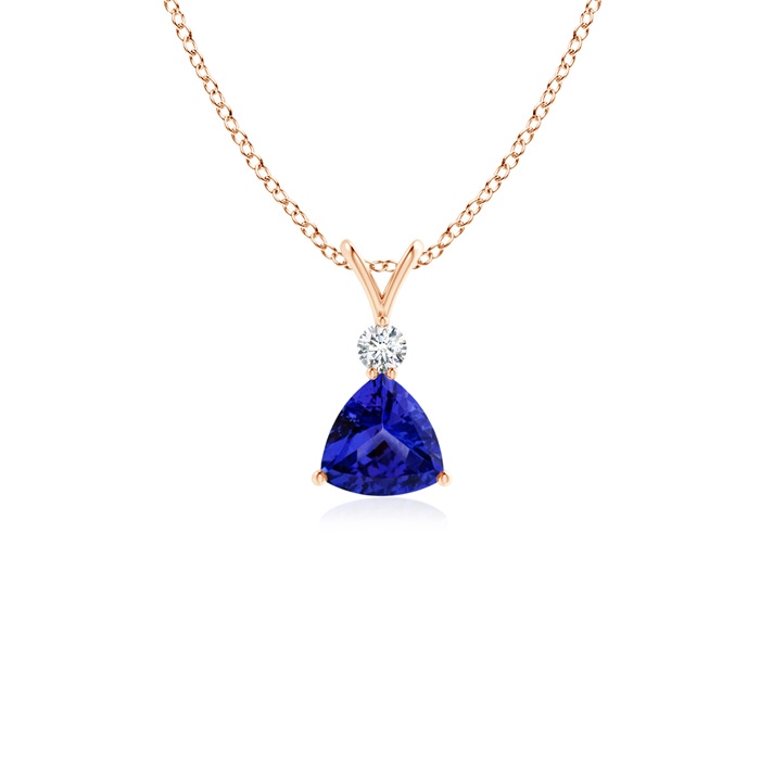 5mm AAAA Trillion Tanzanite Solitaire Pendant with Diamond in Rose Gold