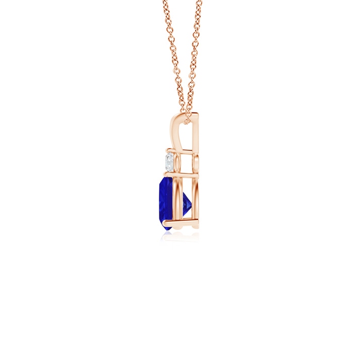 5mm AAAA Trillion Tanzanite Solitaire Pendant with Diamond in Rose Gold Product Image
