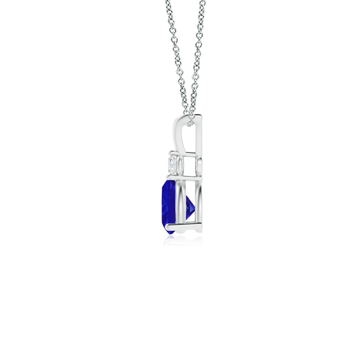 5mm AAAA Trillion Tanzanite Solitaire Pendant with Diamond in White Gold product image