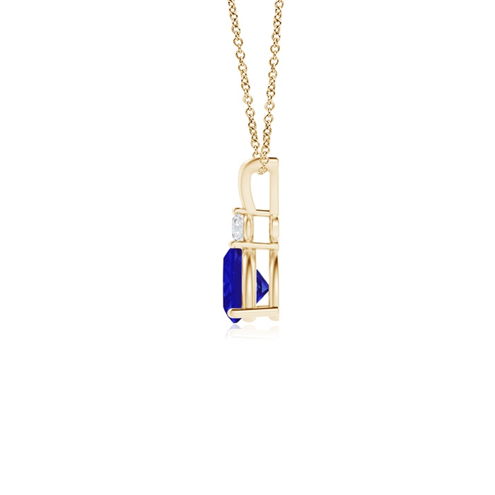 5mm AAAA Trillion Tanzanite Solitaire Pendant with Diamond in Yellow Gold product image