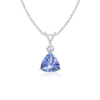 6mm A Trillion Tanzanite Solitaire Pendant with Diamond in P950 Platinum