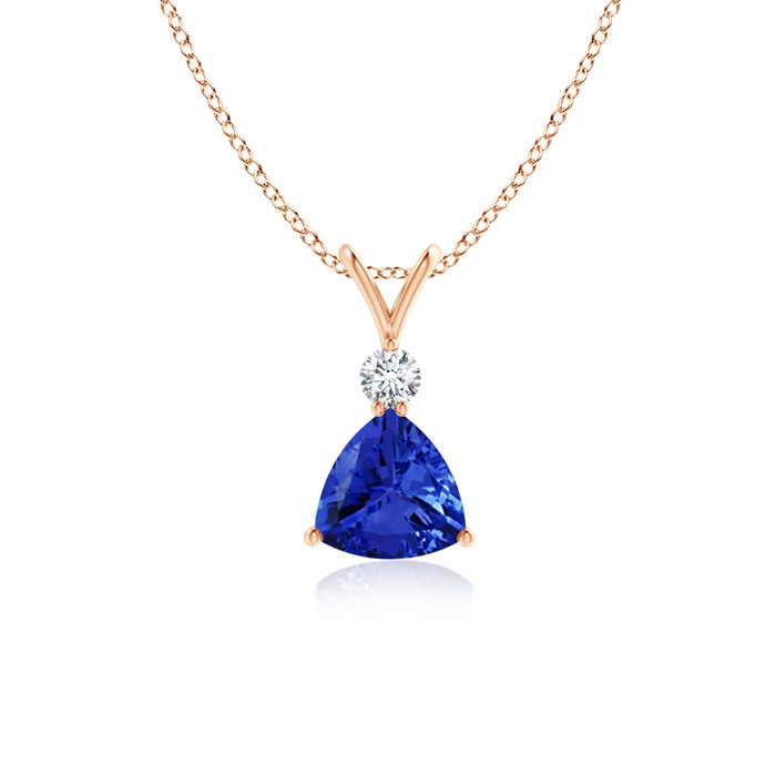 6mm AAA Trillion Tanzanite Solitaire Pendant with Diamond in Rose Gold 