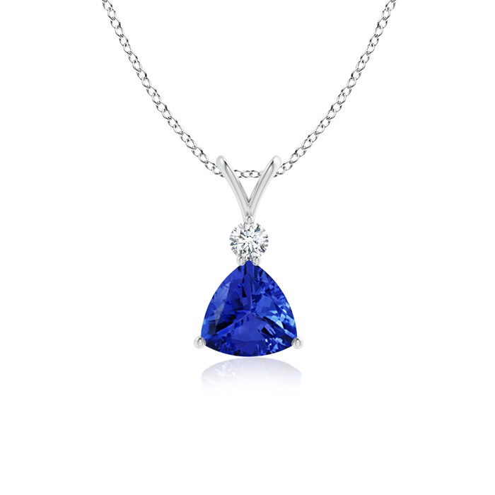 6mm AAA Trillion Tanzanite Solitaire Pendant with Diamond in White Gold 