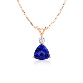 6mm AAAA Trillion Tanzanite Solitaire Pendant with Diamond in Rose Gold