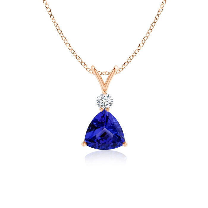 6mm AAAA Trillion Tanzanite Solitaire Pendant with Diamond in Rose Gold 