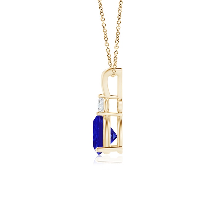 6mm AAAA Trillion Tanzanite Solitaire Pendant with Diamond in Yellow Gold product image