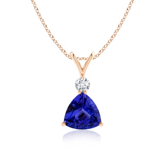 7mm AAAA Trillion Tanzanite Solitaire Pendant with Diamond in Rose Gold