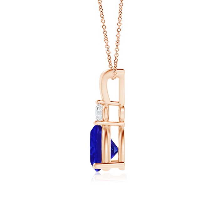 7mm AAAA Trillion Tanzanite Solitaire Pendant with Diamond in Rose Gold product image