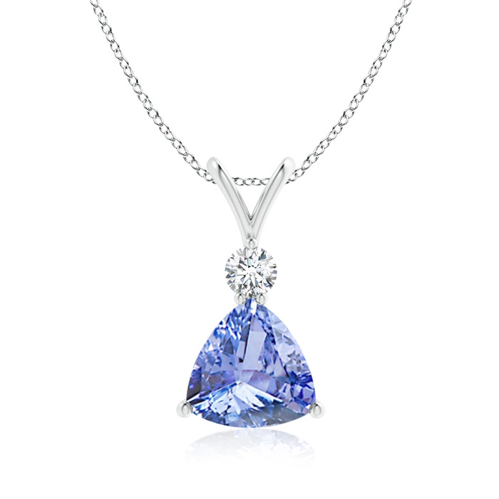 8mm A Trillion Tanzanite Solitaire Pendant with Diamond in White Gold 