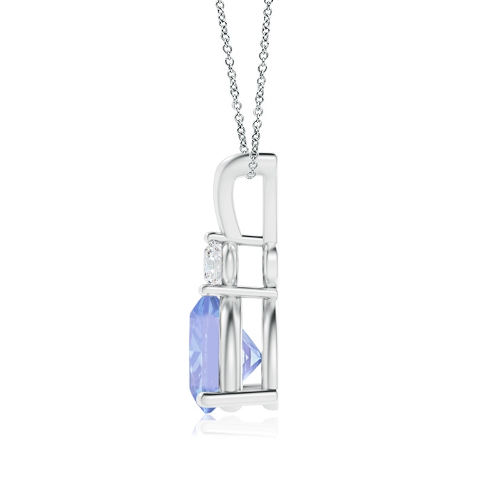 8mm A Trillion Tanzanite Solitaire Pendant with Diamond in White Gold product image