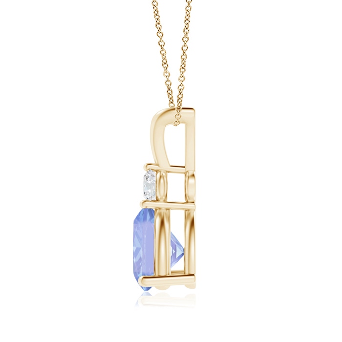 8mm A Trillion Tanzanite Solitaire Pendant with Diamond in Yellow Gold product image
