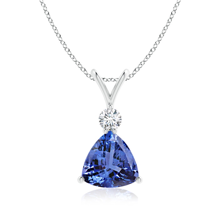 8mm AA Trillion Tanzanite Solitaire Pendant with Diamond in P950 Platinum 