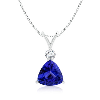 8mm AAAA Trillion Tanzanite Solitaire Pendant with Diamond in White Gold