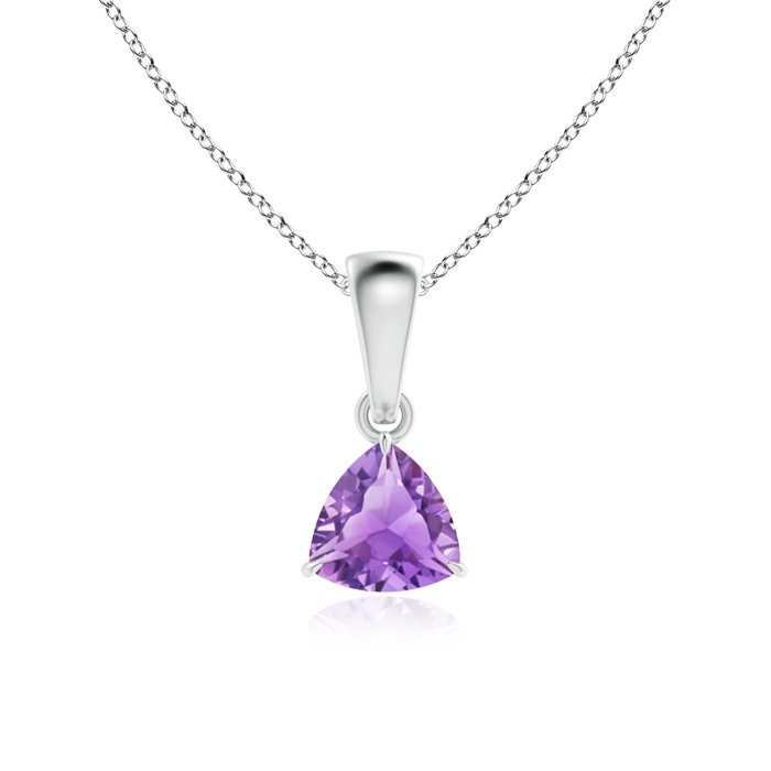5mm A Claw-Set Trillion Amethyst Solitaire Pendant in P950 Platinum 
