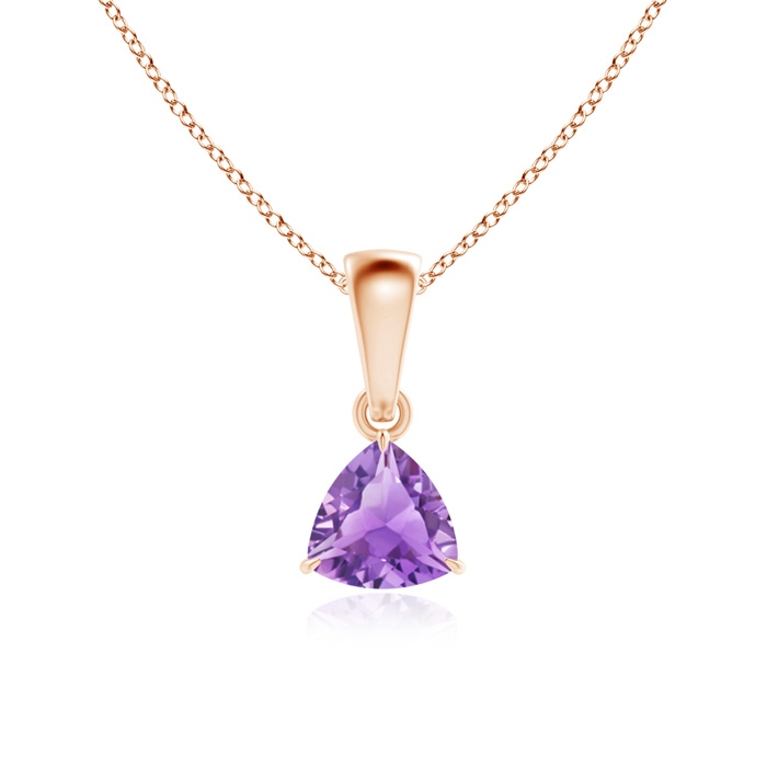 5mm A Claw-Set Trillion Amethyst Solitaire Pendant in Rose Gold 