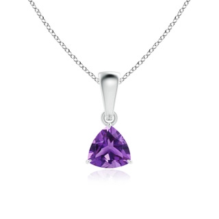 5mm AAA Claw-Set Trillion Amethyst Solitaire Pendant in White Gold