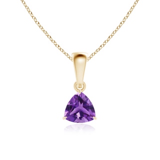 5mm AAA Claw-Set Trillion Amethyst Solitaire Pendant in Yellow Gold