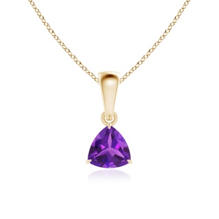 5mm AAAA Claw-Set Trillion Amethyst Solitaire Pendant in Yellow Gold