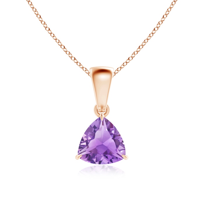 6mm A Claw-Set Trillion Amethyst Solitaire Pendant in Rose Gold 