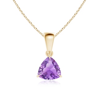 6mm A Claw-Set Trillion Amethyst Solitaire Pendant in Yellow Gold