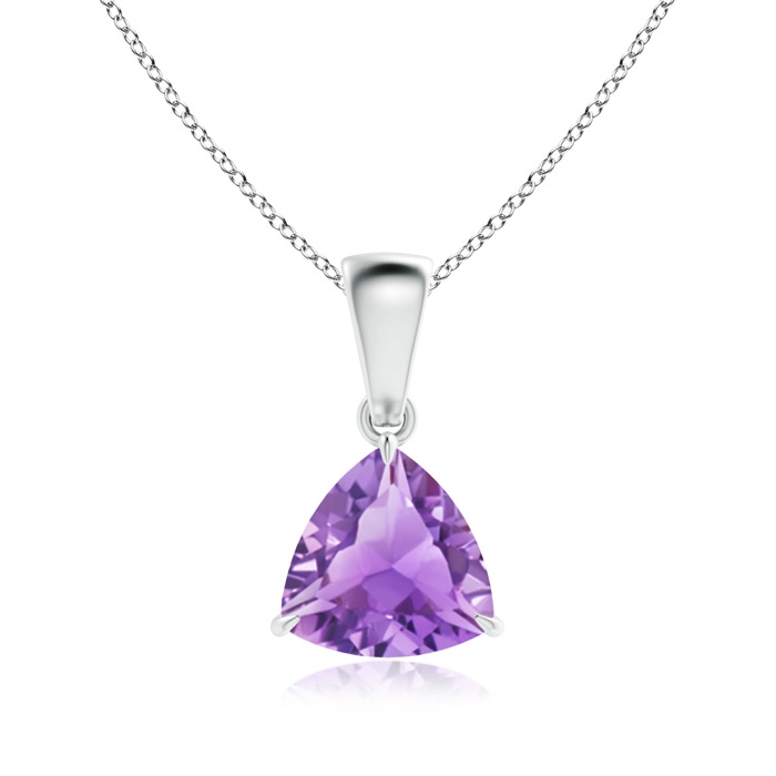 7mm A Claw-Set Trillion Amethyst Solitaire Pendant in P950 Platinum 
