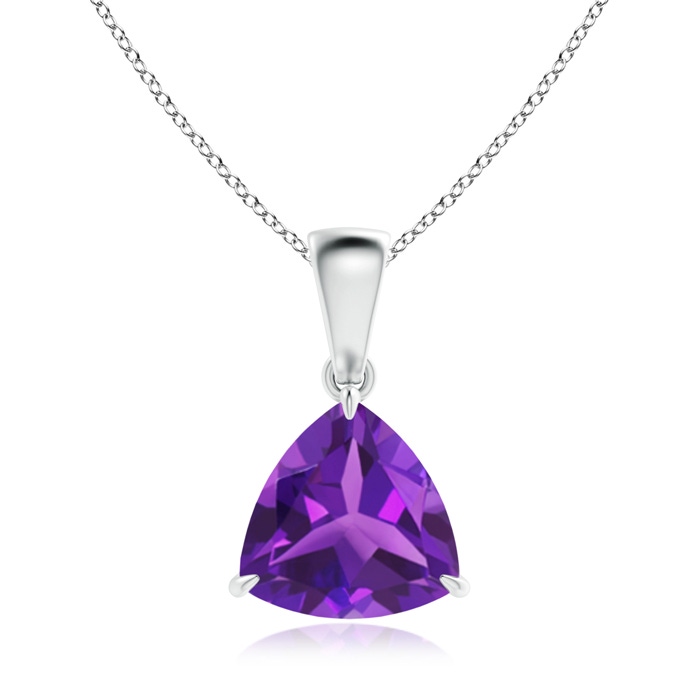 8mm AAAA Claw-Set Trillion Amethyst Solitaire Pendant in P950 Platinum