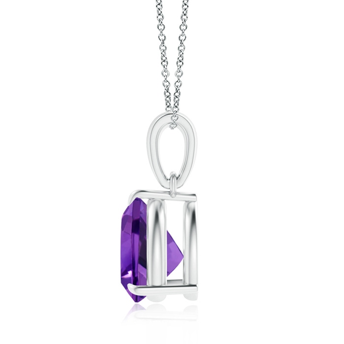 8mm AAAA Claw-Set Trillion Amethyst Solitaire Pendant in White Gold product image