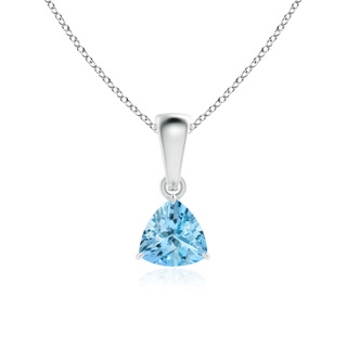 5mm AAAA Claw-Set Trillion Aquamarine Solitaire Pendant in White Gold