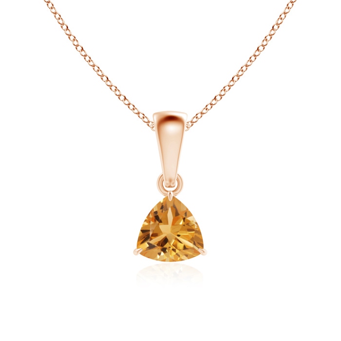 5mm A Claw-Set Trillion Citrine Solitaire Pendant in Rose Gold 
