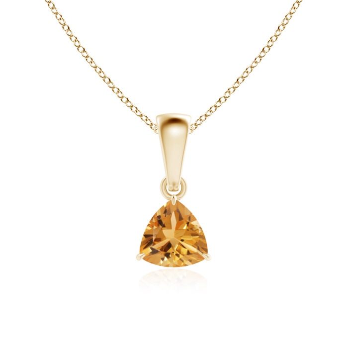 5mm A Claw-Set Trillion Citrine Solitaire Pendant in Yellow Gold 