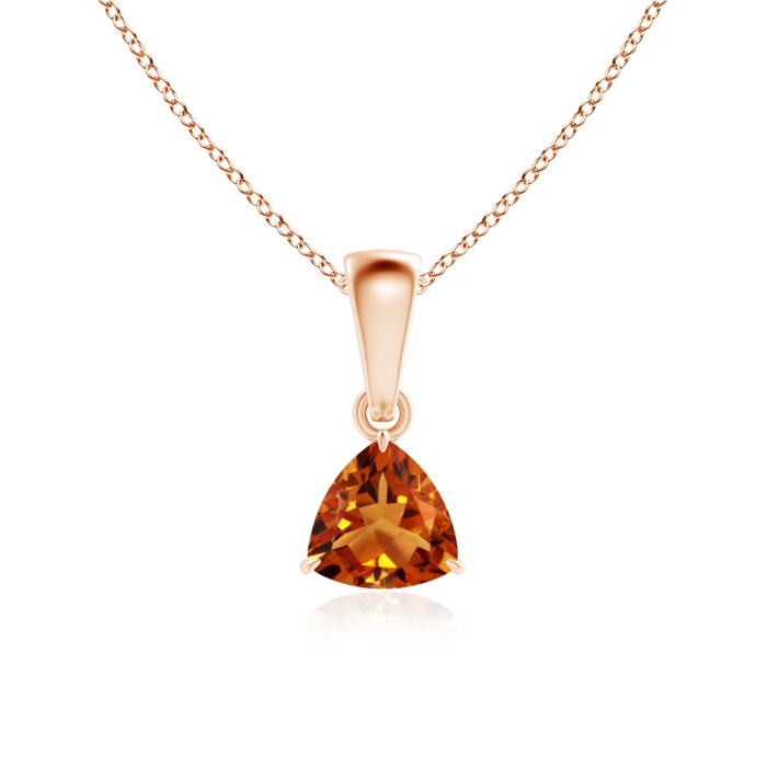 5mm AAAA Claw-Set Trillion Citrine Solitaire Pendant in Rose Gold