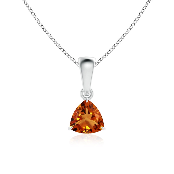5mm AAAA Claw-Set Trillion Citrine Solitaire Pendant in White Gold