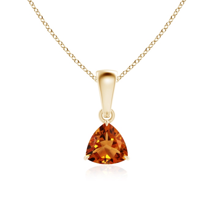5mm AAAA Claw-Set Trillion Citrine Solitaire Pendant in Yellow Gold
