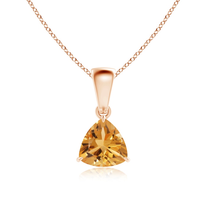 6mm A Claw-Set Trillion Citrine Solitaire Pendant in Rose Gold 