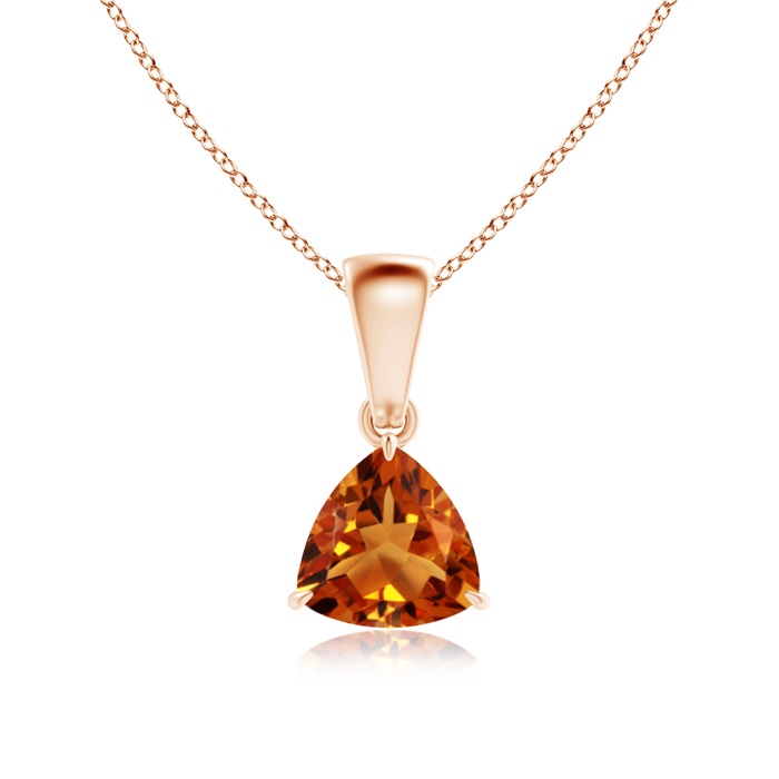 6mm AAAA Claw-Set Trillion Citrine Solitaire Pendant in Rose Gold 