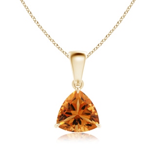 7mm AAA Claw-Set Trillion Citrine Solitaire Pendant in Yellow Gold